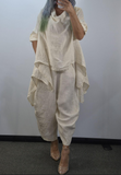 Oyster Asymmetrical Linen Top