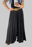 34/A/B/C.Pleated Wide Leg Trousers With Belt- 3 Options Available