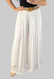 34/A/B/C.Pleated Wide Leg Trousers With Belt- 3 Options Available