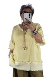 6/A.Frayed Edge Waffle Knit Top- 2 Options Available