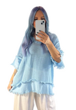 6/A.Frayed Edge Waffle Knit Top- 2 Options Available