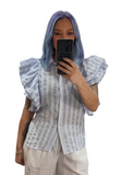 17/A.Striped Ruffle Sleeve Blouse- 2 Options Available