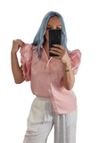 3/A.Sheer Ruffle Sleeve Blouse-2 Options Available