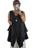 16/A/B/C.Button Front Draped Tunic- 4 Options Available