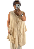 16/A/B/C.Button Front Draped Tunic- 4 Options Available