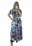 14/A.Abstract Print Off-Shoulder Maxi Dress- 2 Options Available