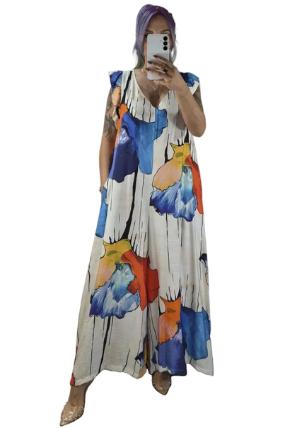 13.Abstract Floral Print Sleeveless Jumpsuit