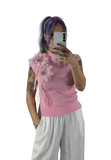 22/A.3D Flower Embellished Sleeveless Knit Top