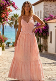 91.Baby Pink Broderie Anglaise Crochet Back Maxi Dress