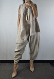 83/84.Beige Asymmetrical Top And Balloon Trouser-2 Options Available