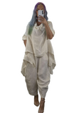 Cream Asymmetrical Linen Top