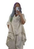 Cream Asymmetrical Linen Top