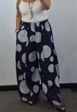 I.D Navy Polka Dot Balloon Trousers