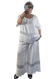 White Linen Glitter Trim Top