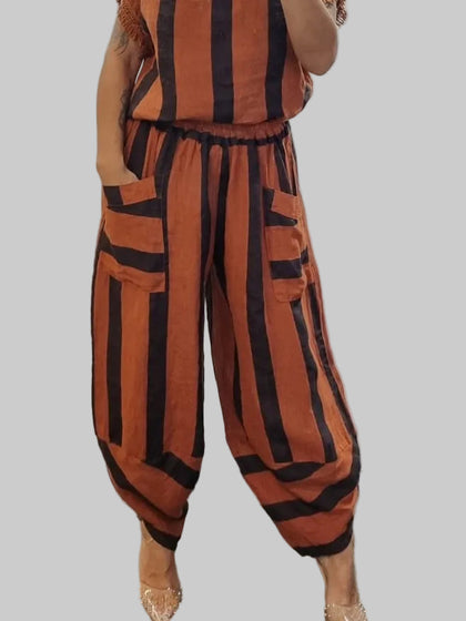 Rust Stripe Linen Trousers